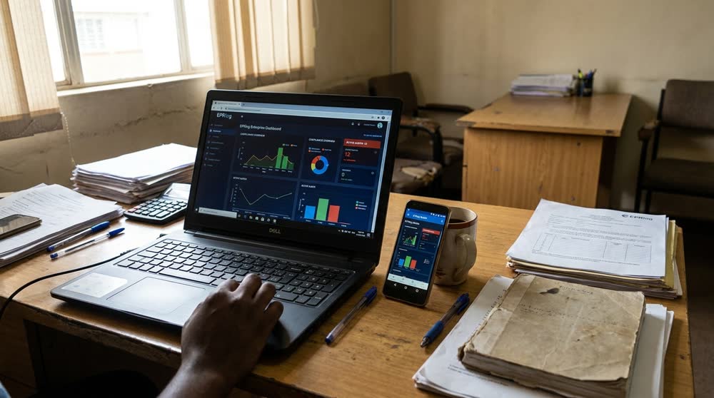Site manager reviewing crew activity on the EPRlog dashboard