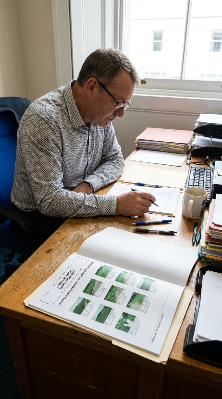 Auditor reviewing a printed EPRlog compliance report