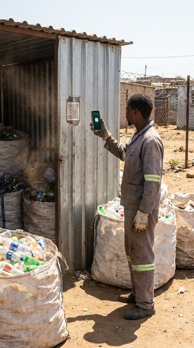 Reclaimer scanning an EPRlog kiosk QR code in the field