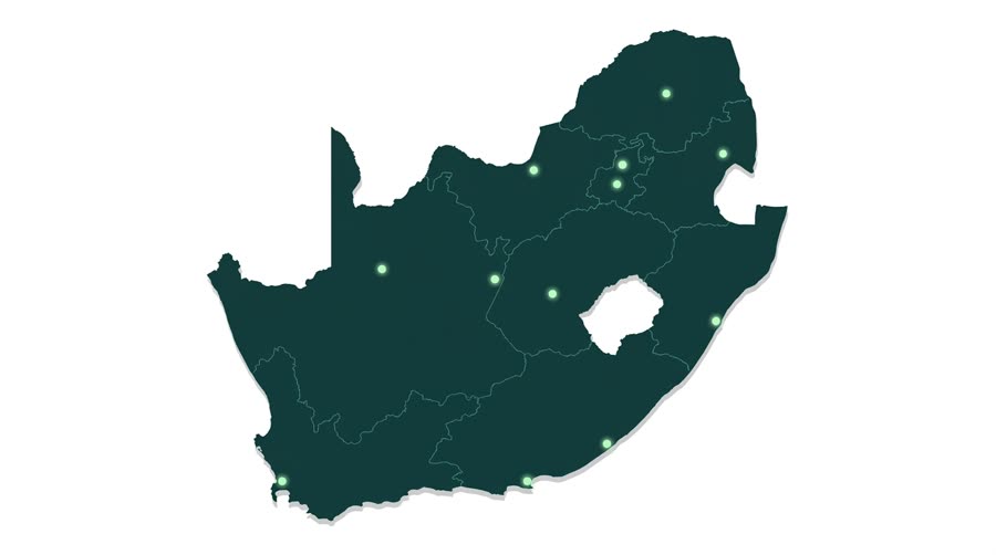 South Africa coverage map